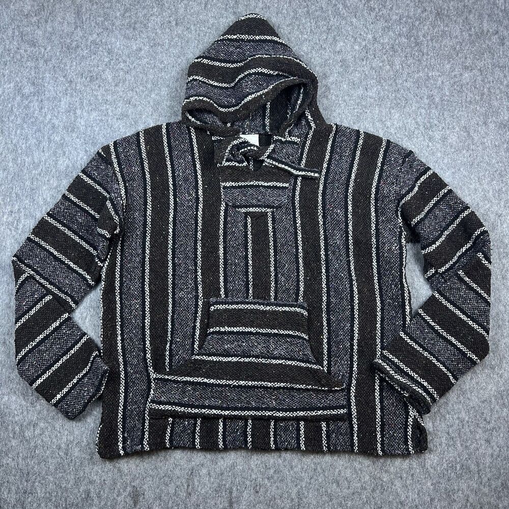 Oland Outdoors Men's Baja Hoodie Pullover Mexican Poncho Surfer Drug Rug Size L